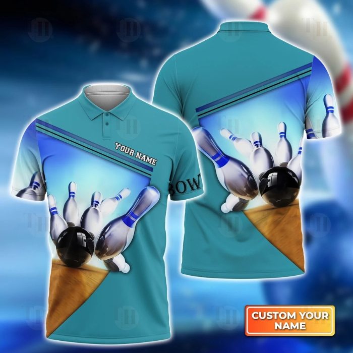 3D Bowling Polo Shirt with Customized Name Embroidery for Classic Style