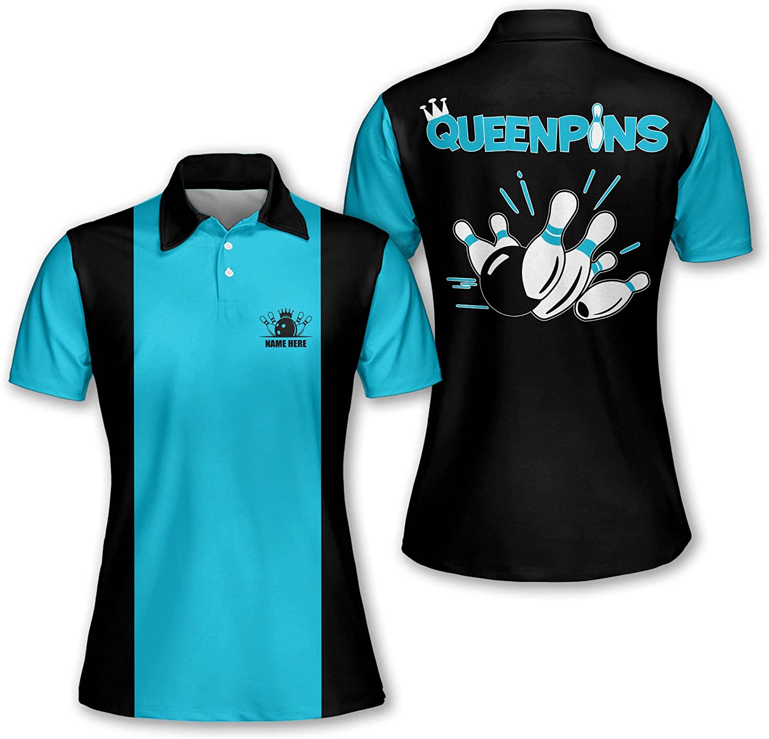 Customized Women’s Bowling Shirts with Queen Pins – PW-013