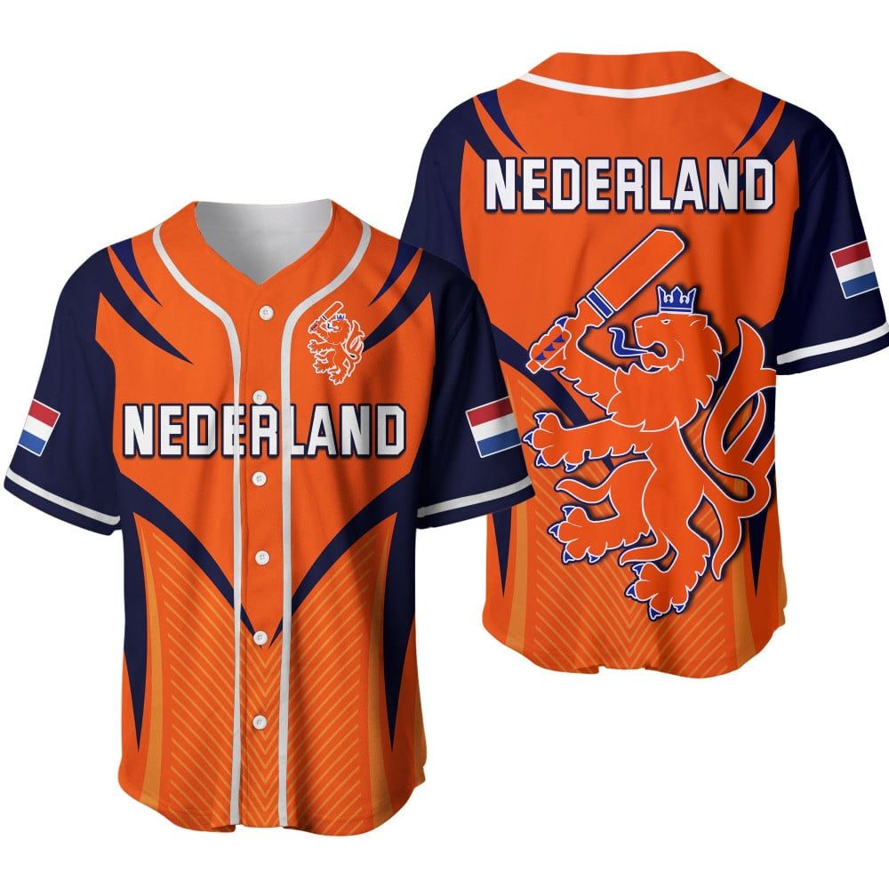 Nederland Lion T20 World Cup Cricket Baseball Jersey: Representing the Netherlands with Pride BSJ-016